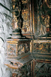 Estado general del retablo antes de su restauración.