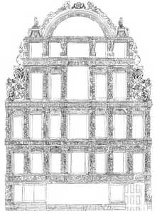 Dibujo de la traza y
estructura del retablo.